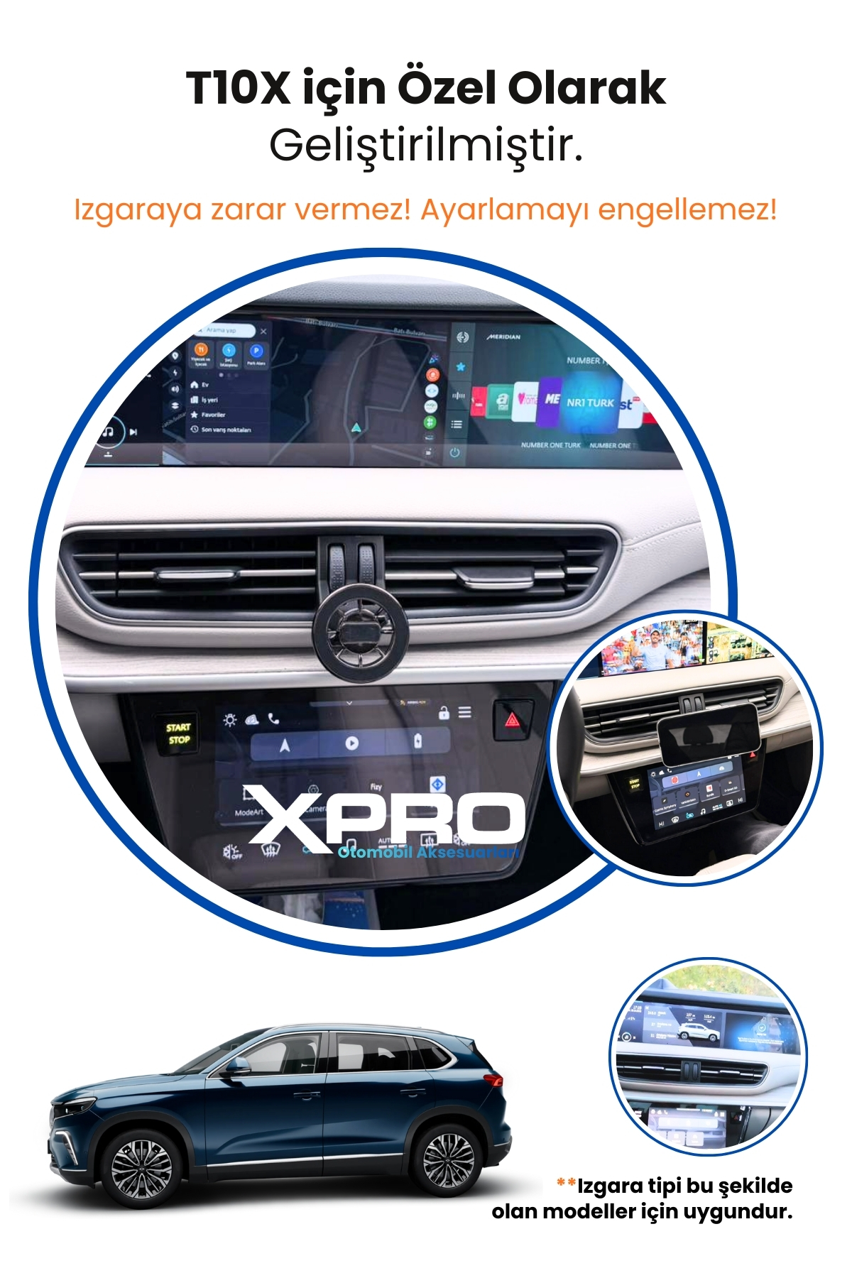 Togg T10X Uyumlu Özel Tasarım ManyetikTelefon Tutucu (2023-2024 Model Uyumlu) - Görsel 3