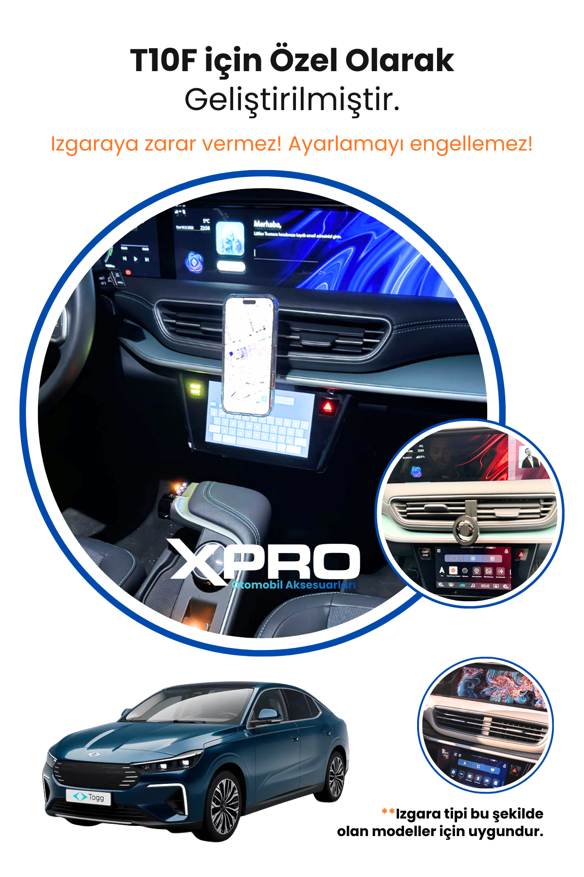 Togg T10F Uyumlu Özel Tasarım Manyetik Telefon Tutucu - 2025 - 2026 - Görsel 4