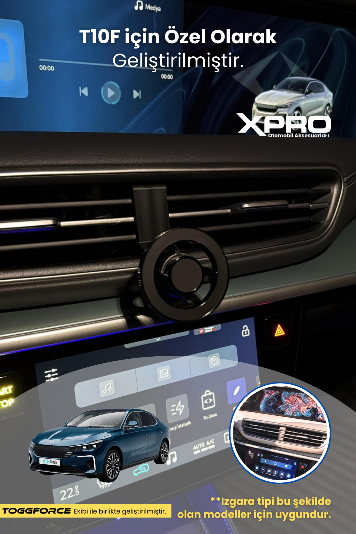 Togg T10F Uyumlu Özel Tasarım Manyetik Telefon Tutucu - 2025 - 2026 - Görsel 5