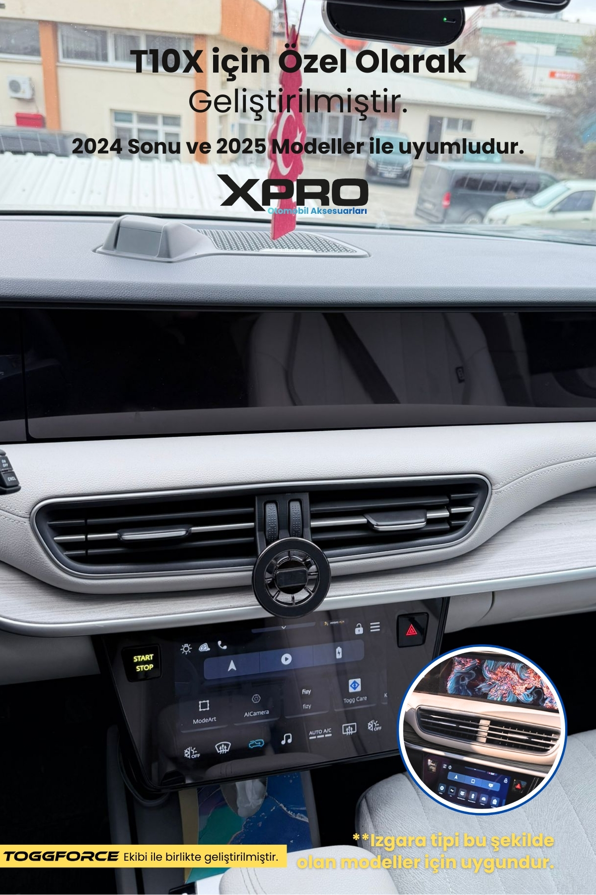 Togg T10X Uyumlu Özel Tasarım ManyetikTelefon Tutucu (2023-2024 Model Uyumlu) - Görsel 5