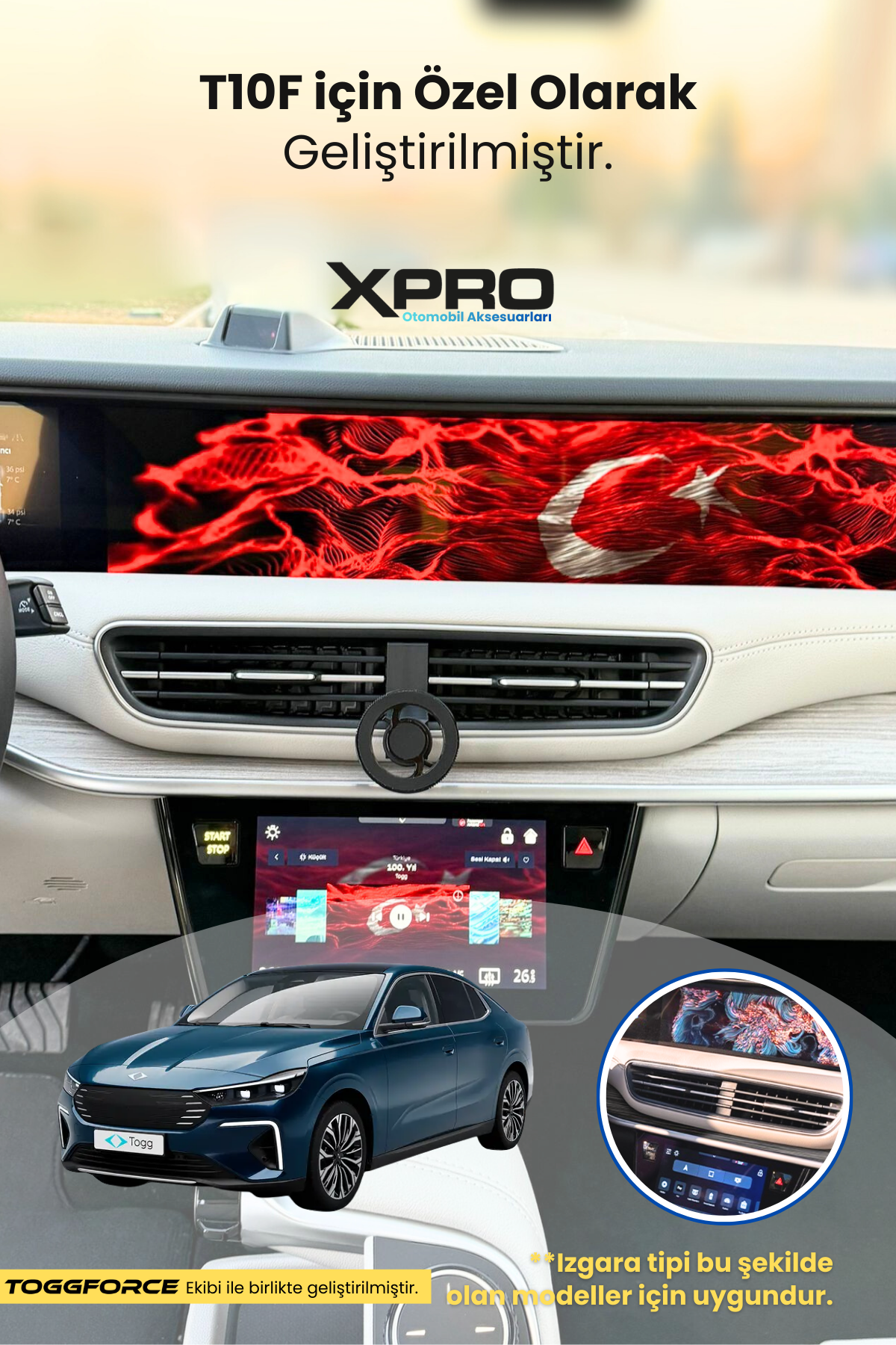 Togg T10F Uyumlu Özel Tasarım Manyetik Telefon Tutucu - 2025 - 2026 - Görsel 7