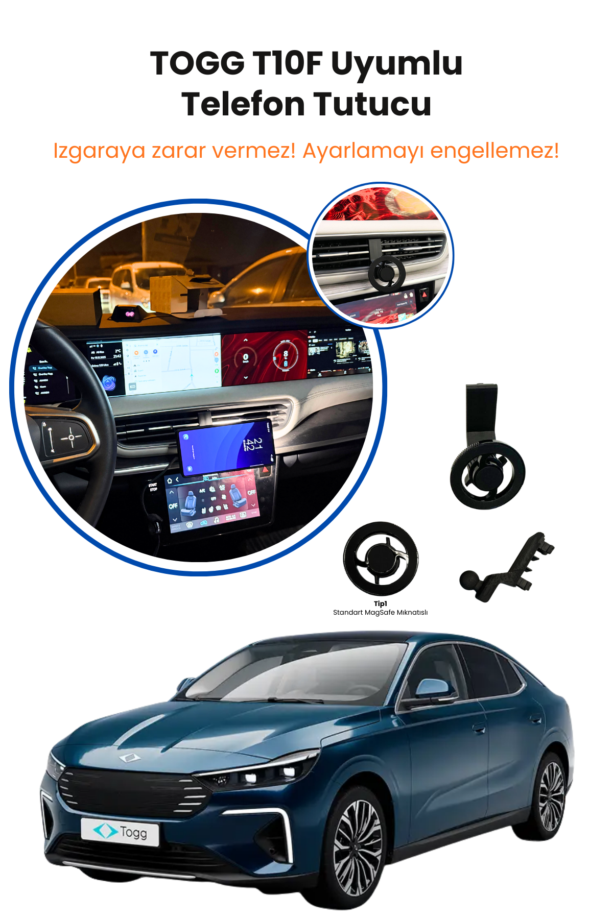 Togg T10F Uyumlu Özel Tasarım Manyetik Telefon Tutucu - 2025 - 2026 - Görsel 2