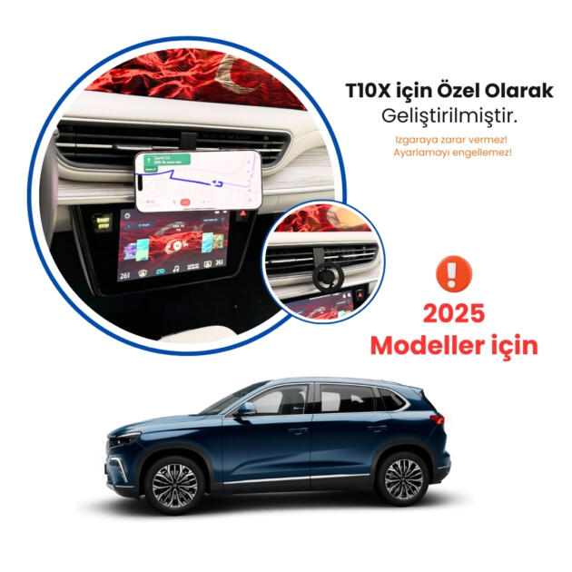Togg T10X Uyumlu Özel Tasarım ManyetikTelefon Tutucu (2025 - 2026 Model Uyumlu)